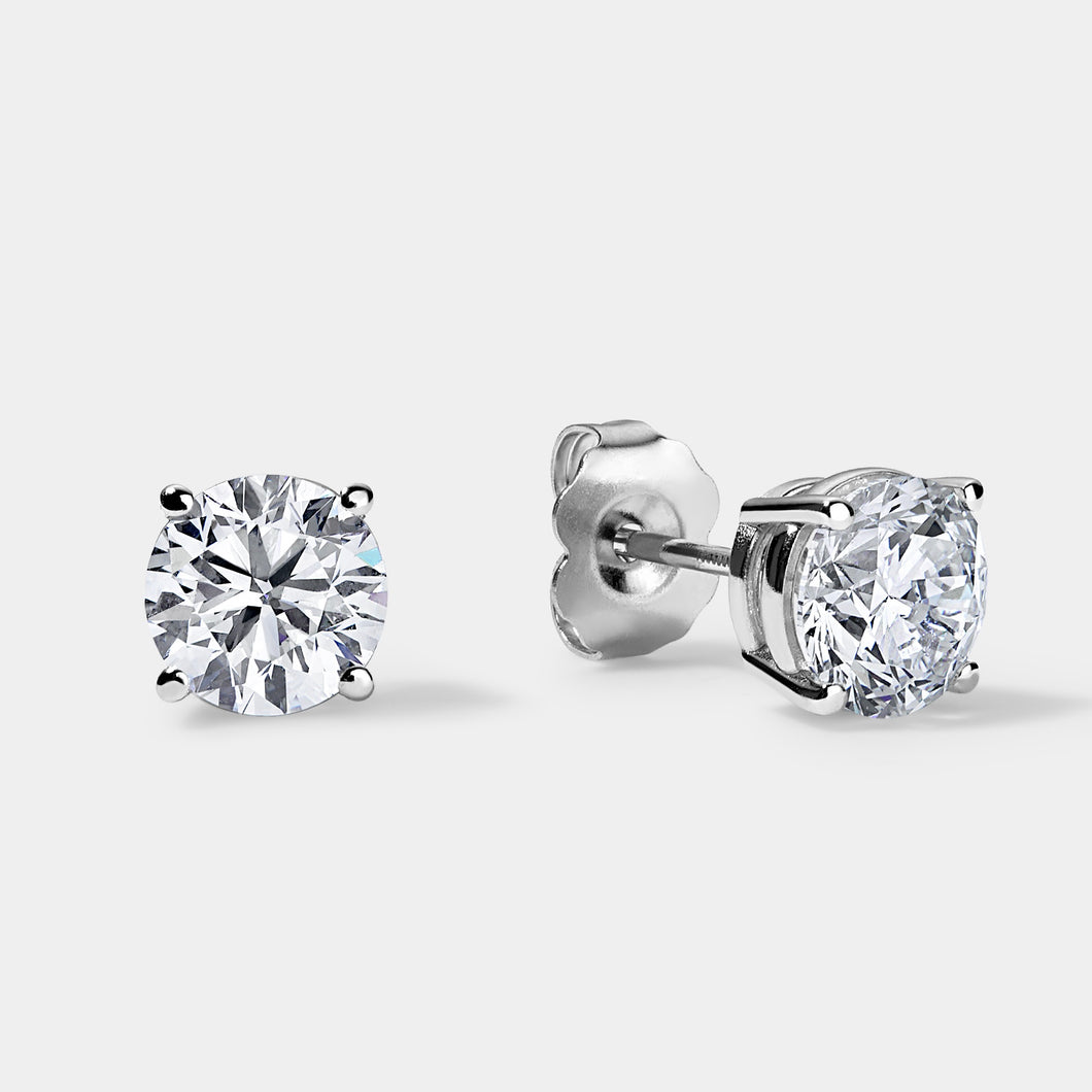 14K White Gold Basket Studs 1-5 CTW – Natural Diamond H SI2