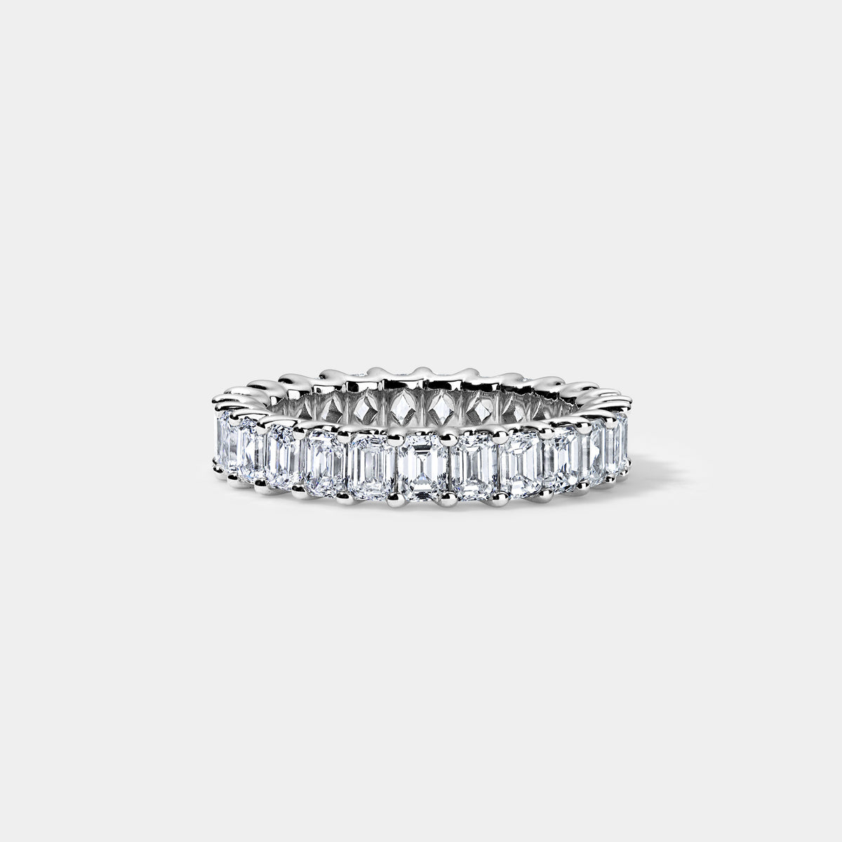 14K White Gold U Emerald Eternity Ring 2.75 CTW