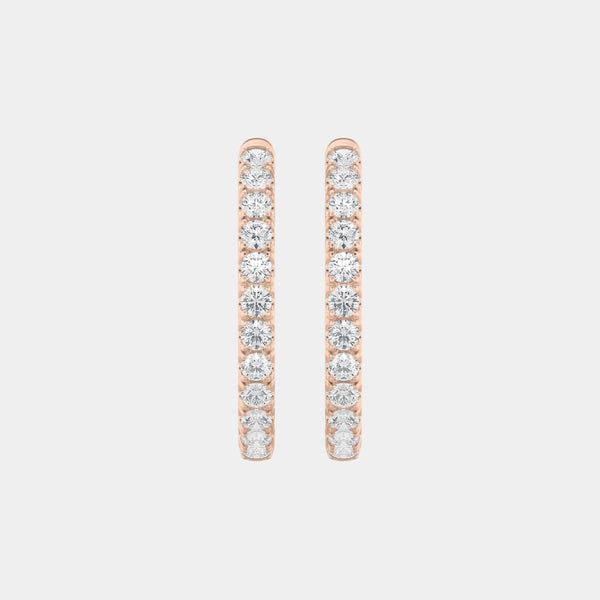 14K Rose Gold Round Hoops 3 CTW — 3.00