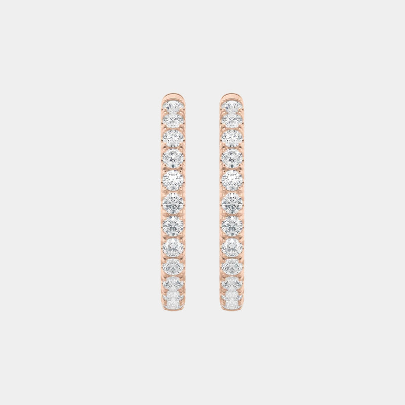 14K Rose Gold Round Hoops 3 CTW — 3.00
