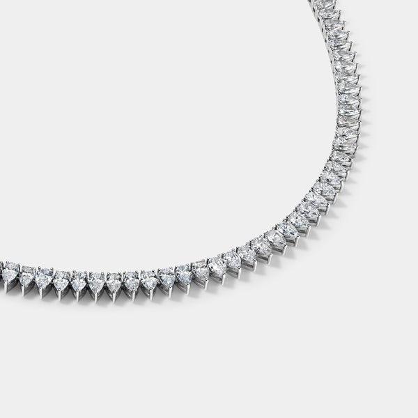 14k White Gold Pear Tennis Necklace (13 CTW)