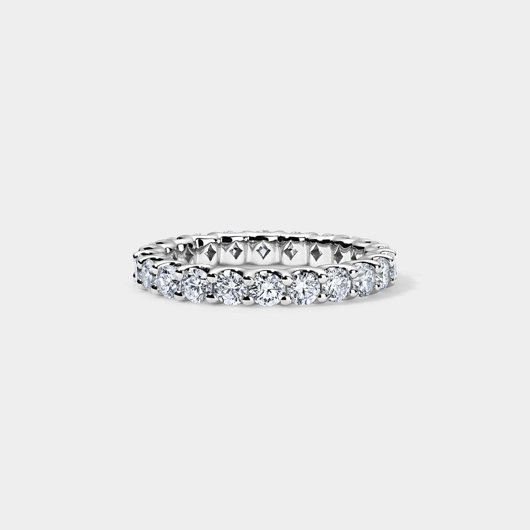 14K White Gold U Round Eternity Ring 2 CTW