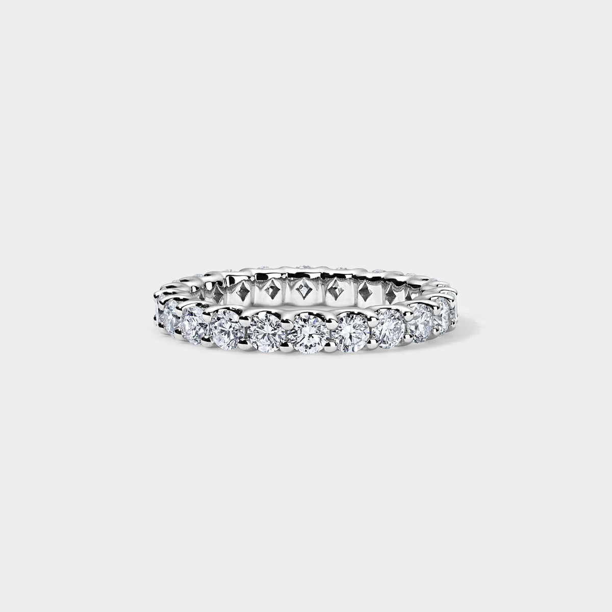 14K White Gold U Round Eternity Ring 2 CTW