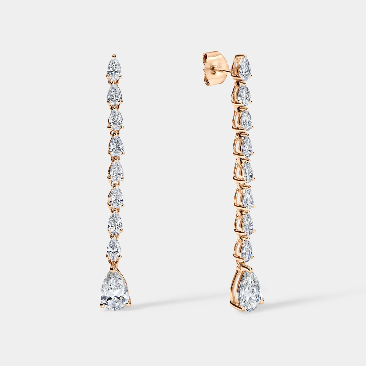 14K Rose Gold Pear Earrings 2 CTW