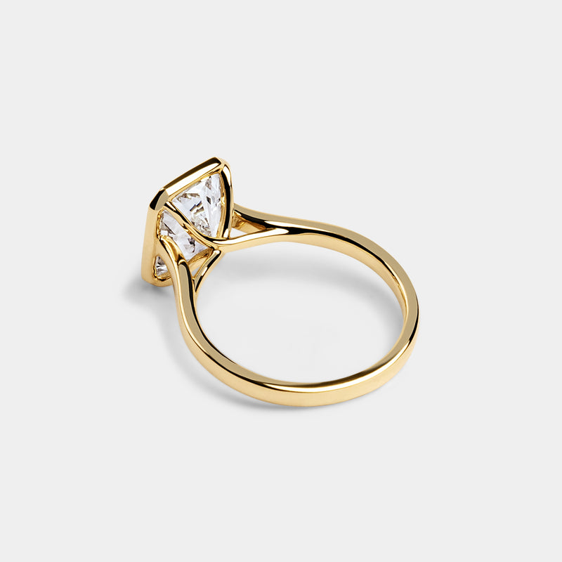 Bezel set Emerald CUT SOLITAIRE ENGAGEMENT RING — (1)