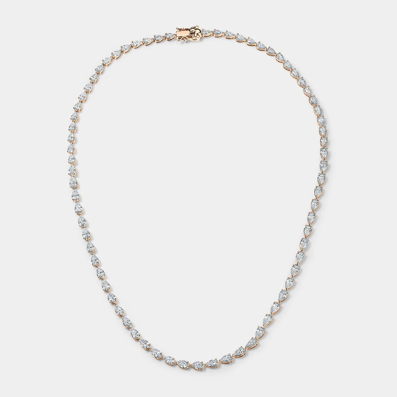14k Rose Gold Pear Tennis Necklace (14 CTW)