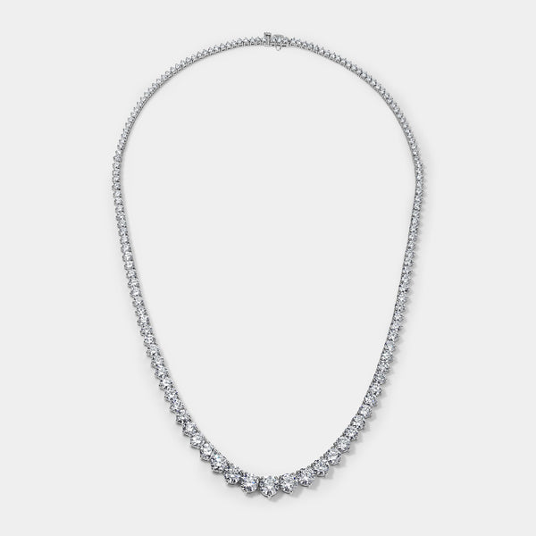 14K White Gold Graduating Necklace 17 CTW – Natural Diamond — (1)