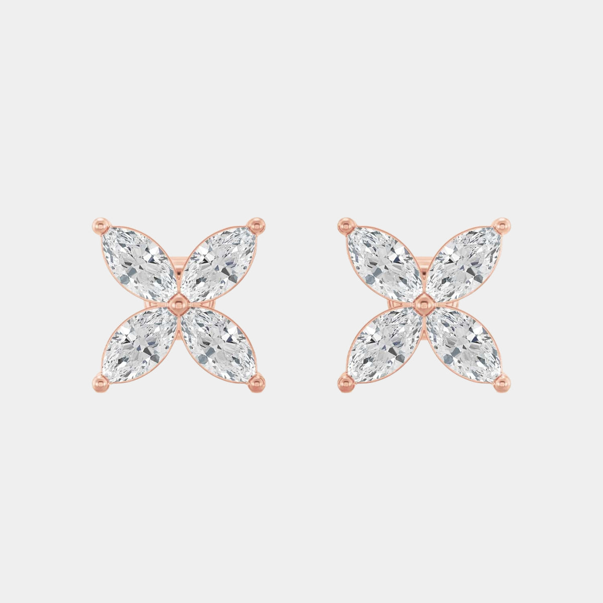 14K Rose Gold Marquise Studs 1.25 CTW