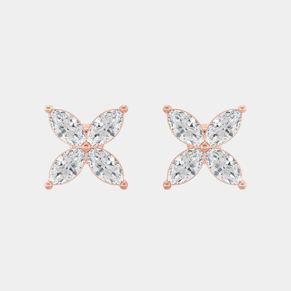 14K Rose Gold Marquise Studs 1.25 CTW