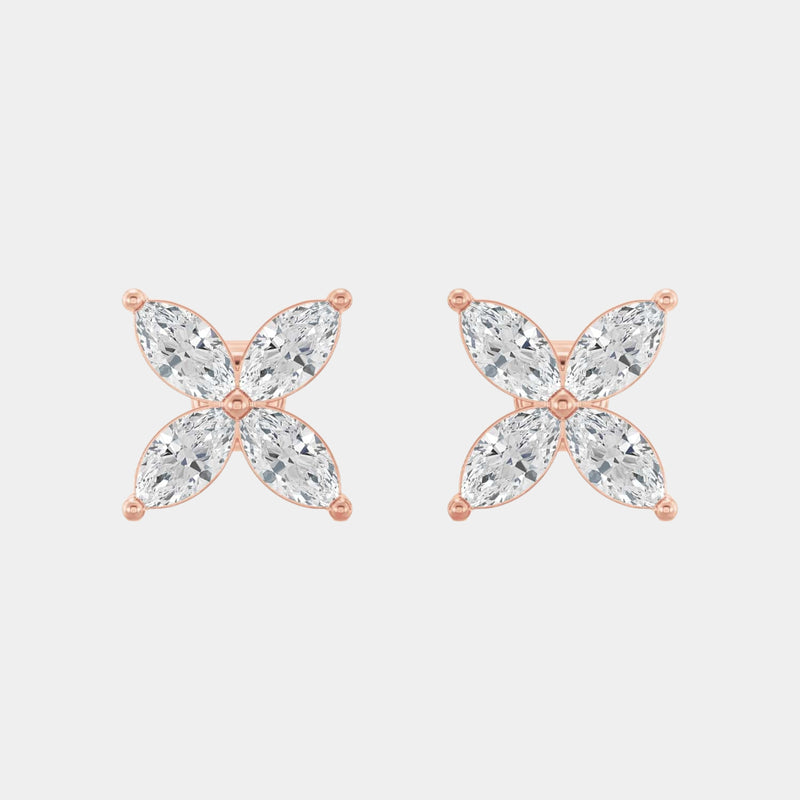 14K Rose Gold Marquise Studs 1.25 CTW