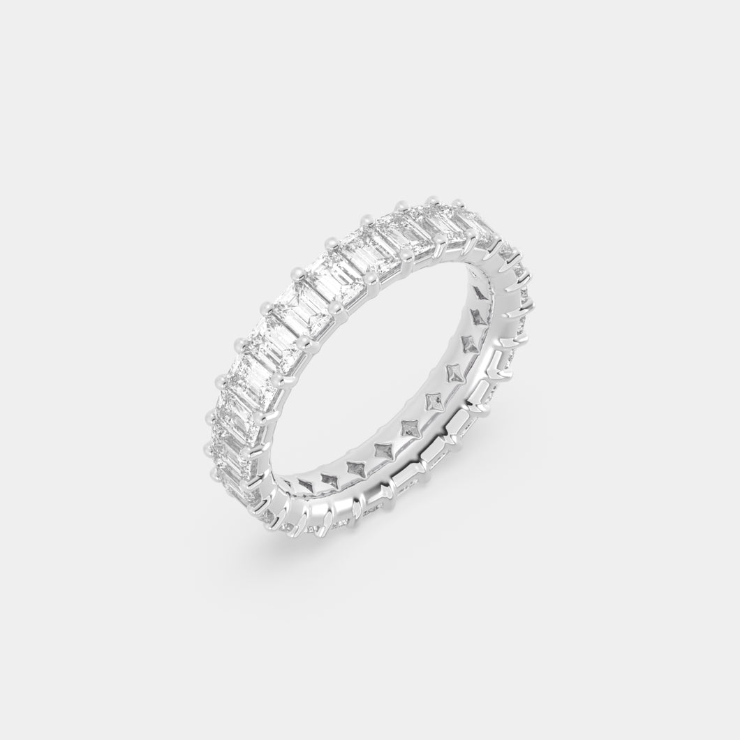 14K White Gold Emerald Shared Eternity Ring 2.75 CTW