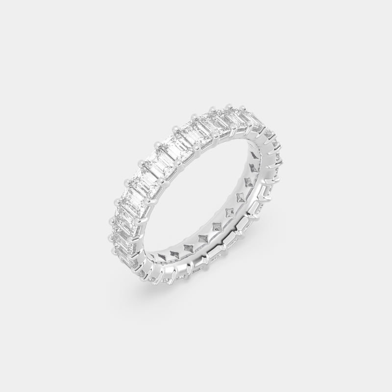 14K White Gold Emerald Shared Eternity Ring 2.75 CTW — (2)