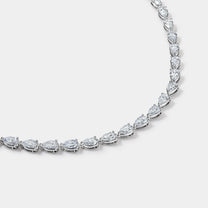 14K White Gold Pear Tennis Necklace 14 CTW
