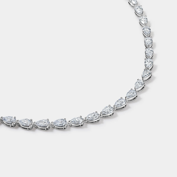 14k White Gold Pear Tennis Necklace (14 CTW)