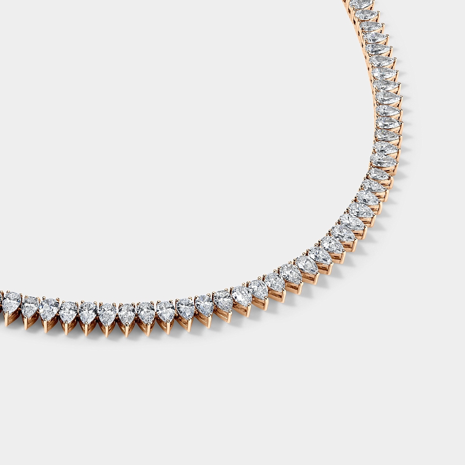 picture 14k Rose Gold Pear Tennis Necklace 13 CTW