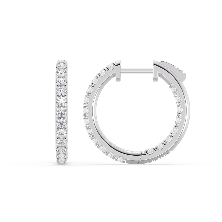 picture 14K White Gold Round Hoops 1.3'' 3 CTW…