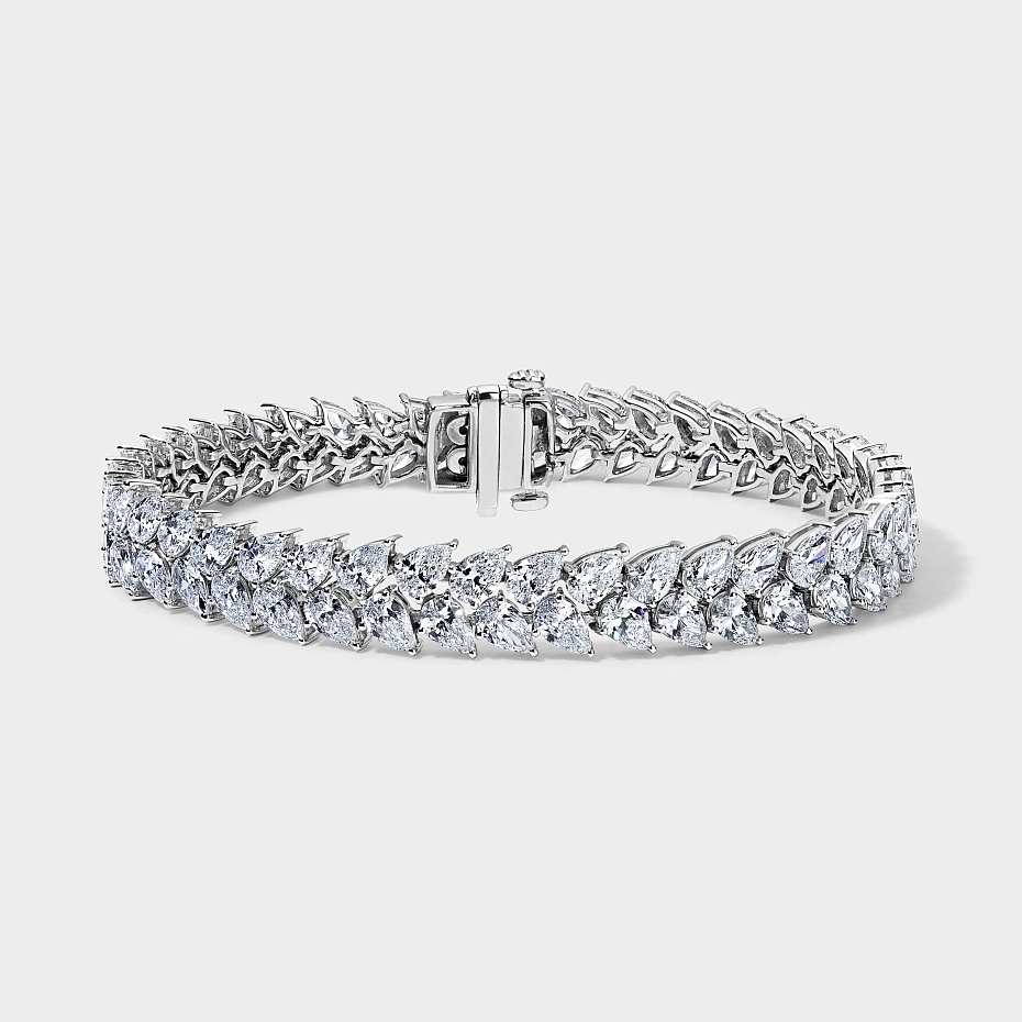 picture 14K White Gold Pear Tennis Bracelet 15 CTW