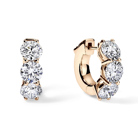 picture 14K Rose Gold 3 Stone Huggies 4 CTW… – Setepai