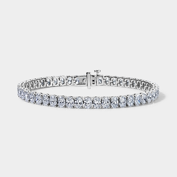 14K White Gold Oval Tennis Bracelet 11 CTW