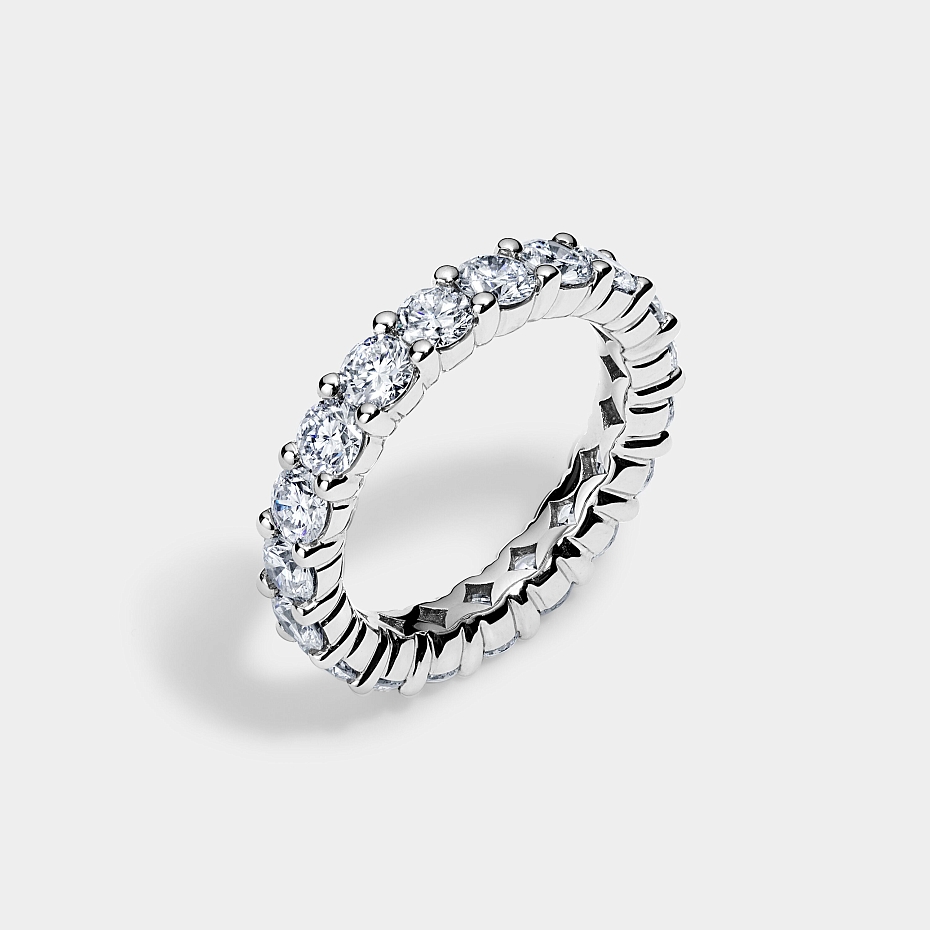 picture 14K White Gold Round S Eternity Ring 2 CTW…