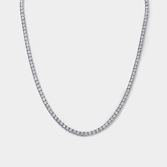 14K White Gold Classic Tennis Necklace 19 CTW...