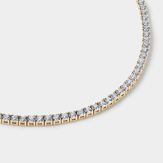14K Yellow Gold Classic Tennis Necklace 6 CTW...