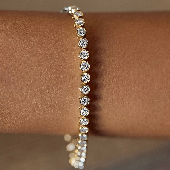 14K Yellow Gold Bezel Tennis Bracelet 5 CTW