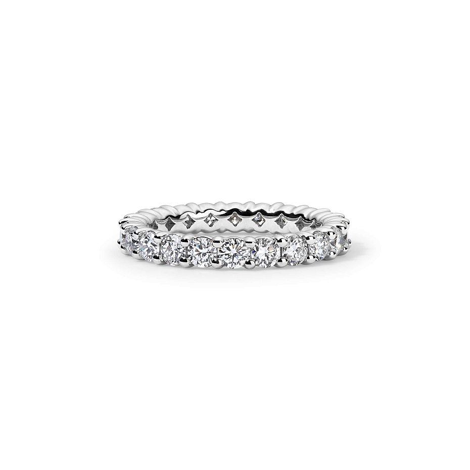 picture 14K White Gold Round Split Eternity Ring 2 CTW…