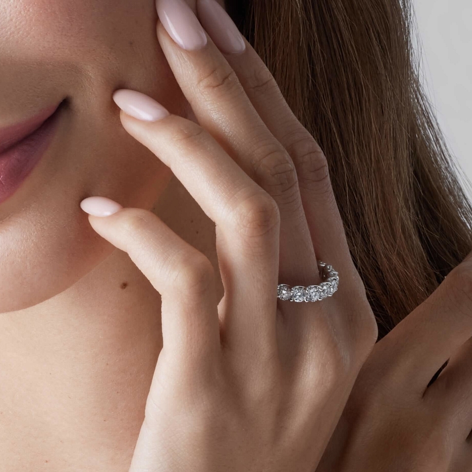 picture 14K White Gold U Round Eternity Ring 2 CTW…