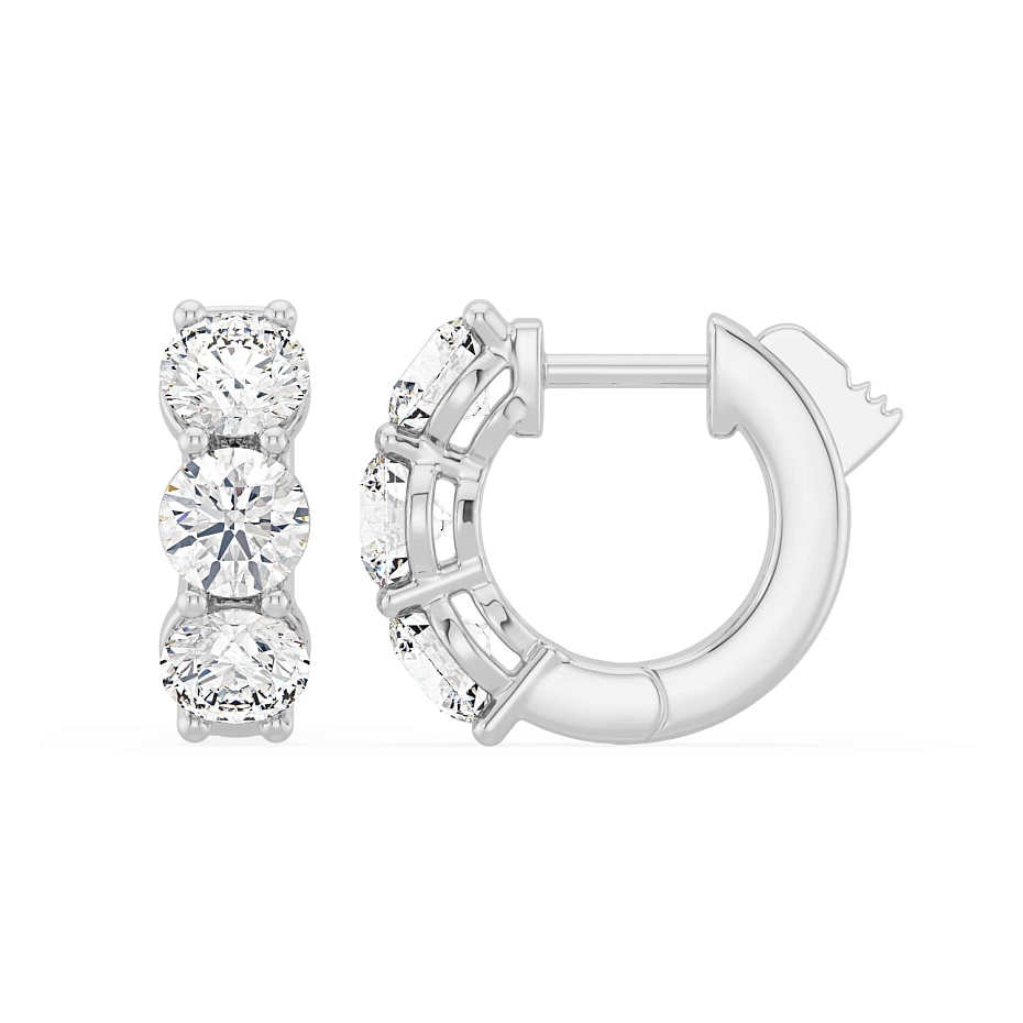 picture 14K White Gold 3 Stone Huggies 4 CTW…
