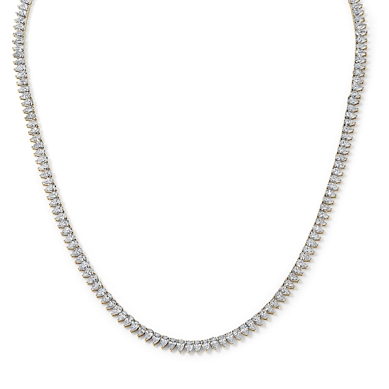 14k Yellow Gold Pear Tennis Necklace 13 CTW