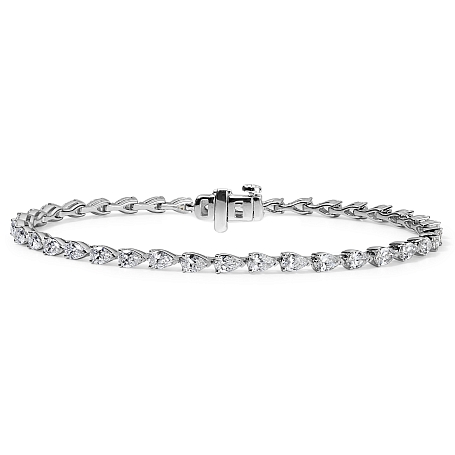 picture 14K White Gold Pear Tennis Bracelet (7 CTW... – Setepai