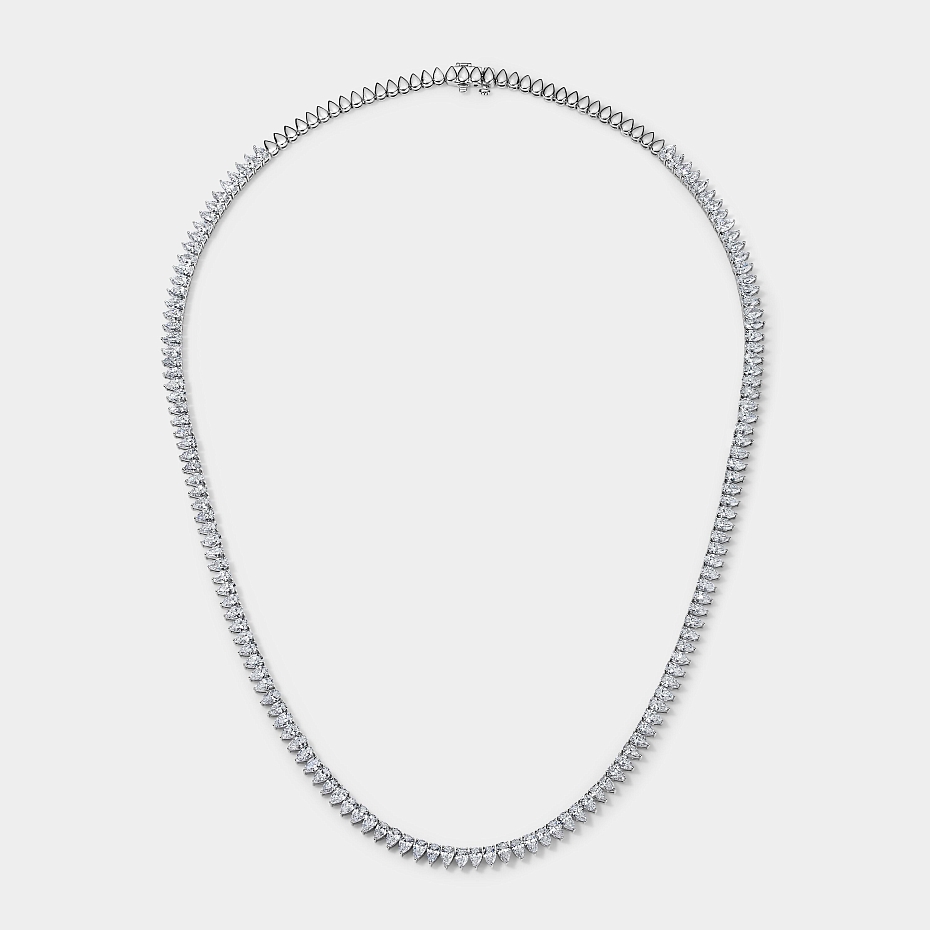 picture 14k White Gold Pear Tennis Necklace 13 CTW