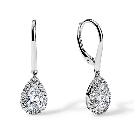 picture 14K White Gold Pear Halo Earrings 1.7 CTW – Setepai