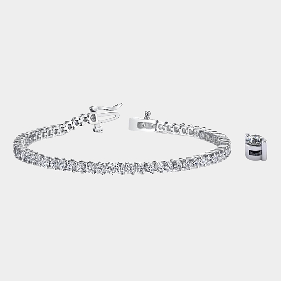 14K White Gold 2-Prong Tennis Bracelet 10 CTW...