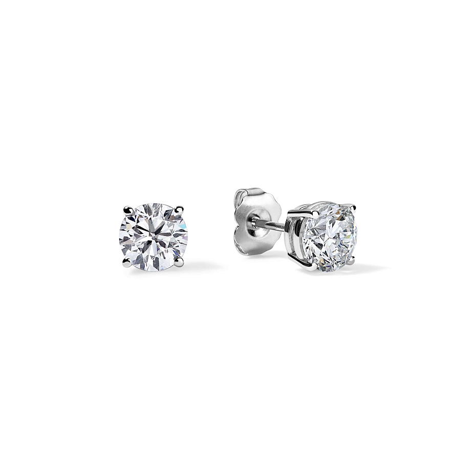 picture 14K White Gold Basket Studs 1-5 CTW