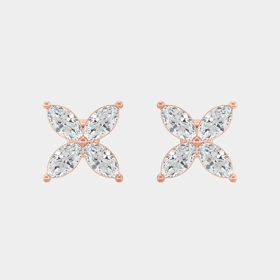 14K Rose Gold Marquise Studs 1.25 CTW