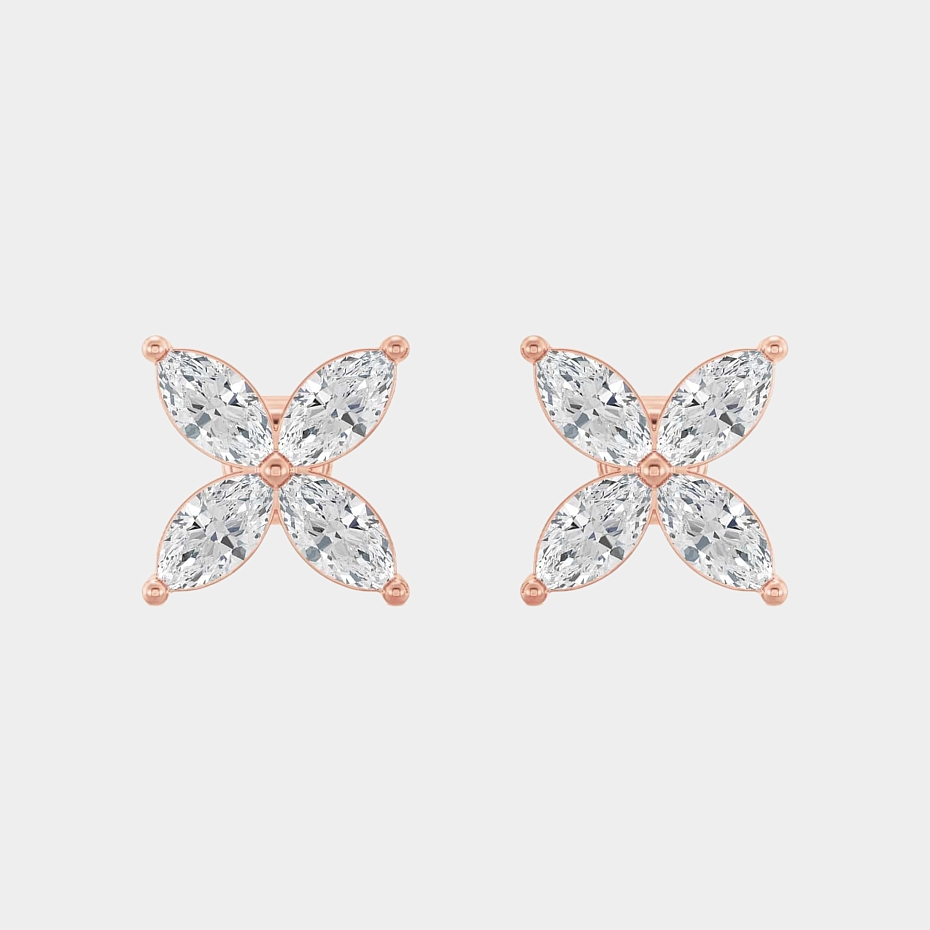 picture 14K Rose Gold Marquise Studs 1.25 CTW