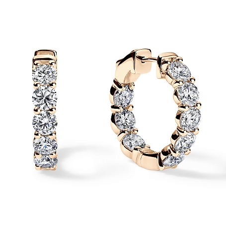 picture 14K Rose Gold Inside Out Hoops 4 CTW… – Setepai