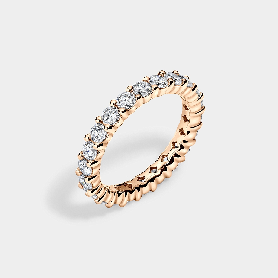 picture 14K Rose Gold  Round Split Eternity Ring 2 CTW…