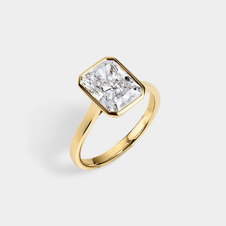 picture Bezel set Radiant CUT SOLITAIRE ENGAGEMENT RING