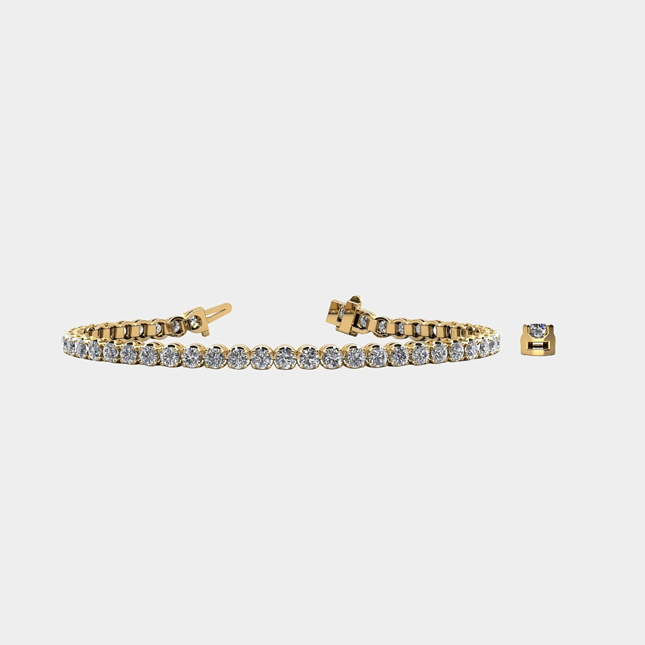 picture 14K Yellow Gold U Tennis Bracelet 5 CTW...