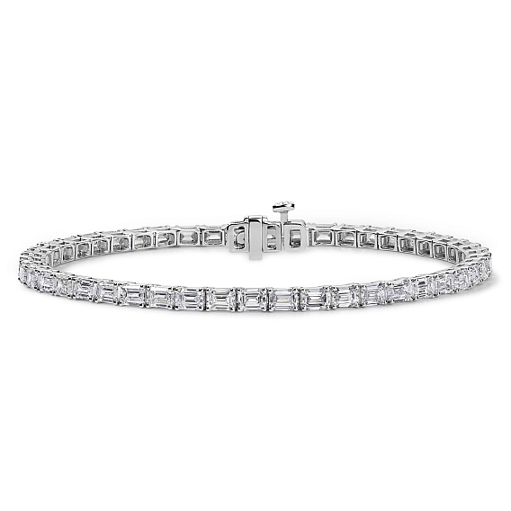 14K White Gold Emerald Tennis Bracelet 5 CTW