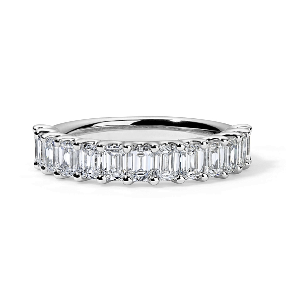 14K White Gold Emerald U Anniv Ring 2 CTW…