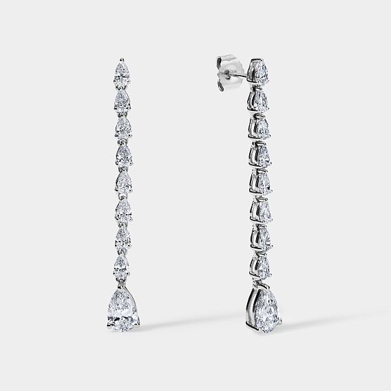14K White Gold Pear Earrings 2 CTW