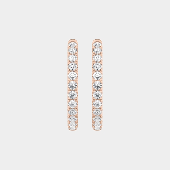 14K Rose Gold Round Hoops 3 CTW…