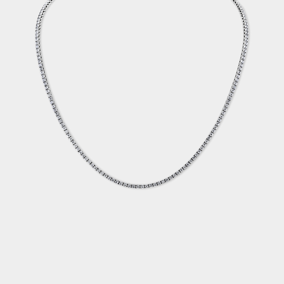 picture 14K White Gold Classic Tennis Necklace 8 CTW...