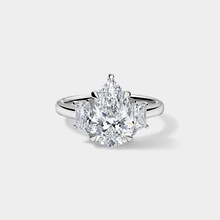 picture Pear CUT ENGAGEMENT RING with trapezoids