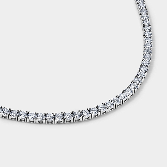 14K White Gold Classic Tennis Necklace 19 CTW...