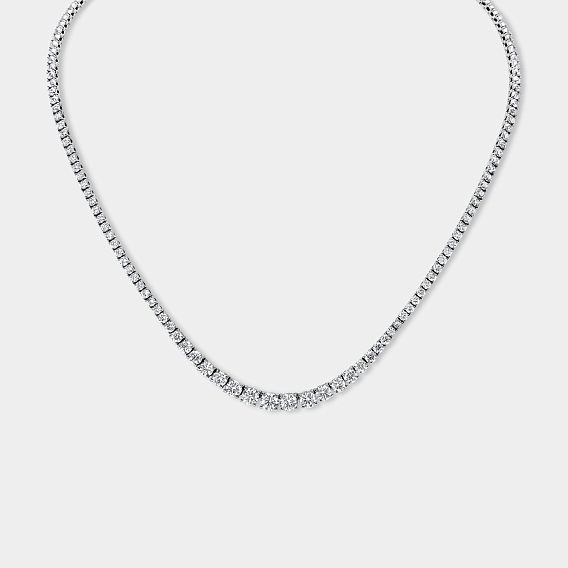14K White Gold Graduating Necklace 10 CTW